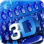 blue 3d water drop keyboard th android application logo